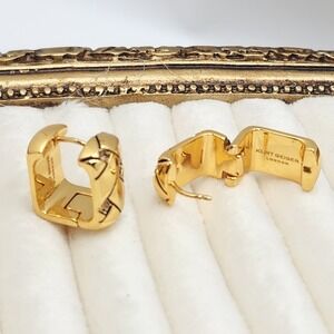 Kurt Geiger London Pave Quilted Huggie Hoop Earrings Minimalist Luxury